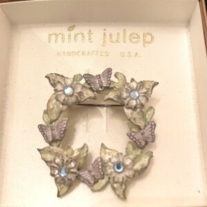 Floral Butterfly Brooch - Green and Purple